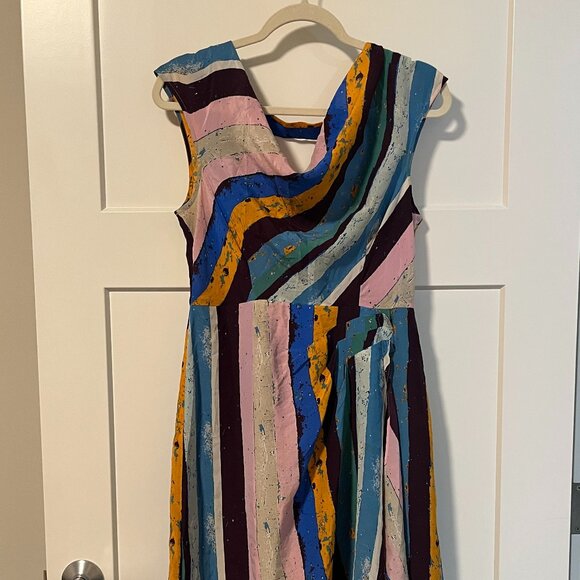 Anthropologie Plenty by Tracy Reese Silk Striped Dress Y2K - Picture 3 of 9